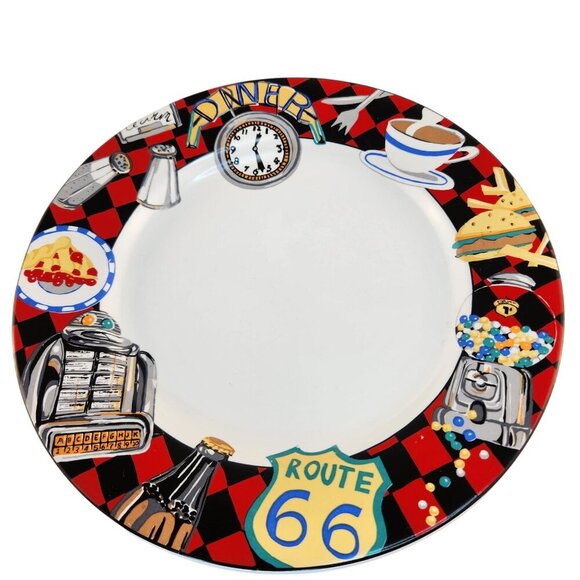 Sakura Roadside By Sue Zipkin 1993 Stoneware Dinner Plates Set Of 5 Retro Route - Picture 8 of 8